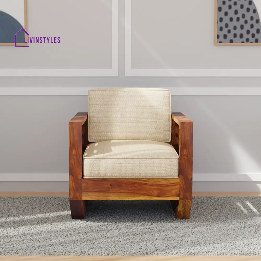 Yana Sheesham Wood Sofa In Light Honey 1 Seater sofa