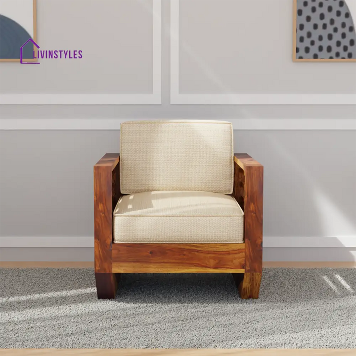 Yana Sheesham Wood Sofa In Light Honey 1 Seater sofa