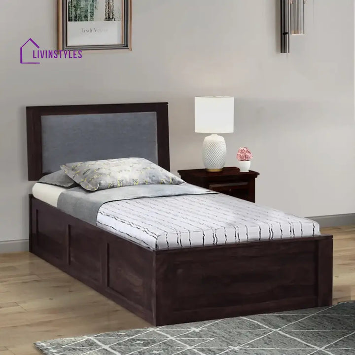 Mukund Sheesham Wood Single Bed With Storage Walnut Bedroom Furniture Sets
