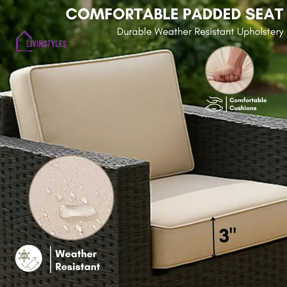 Yashasvi Outdoor 5 Piece HDPE Wicker Conversation Sofa Set - Sofa Set