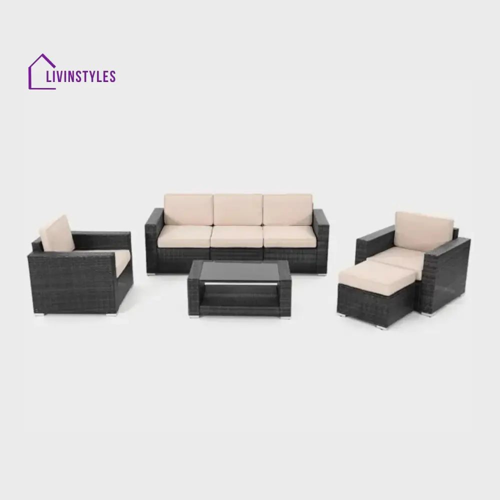 Yashasvi Outdoor 5 Piece HDPE Wicker Conversation Sofa Set - Sofa Set