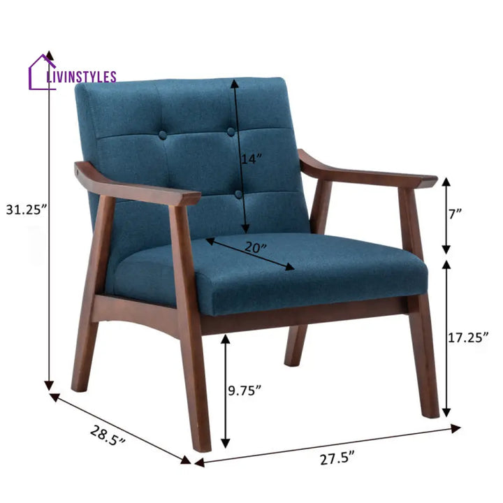 Yashasvi Solid Wood and Fabric Arm Chair | Living Room Chair | Lounge Chair
