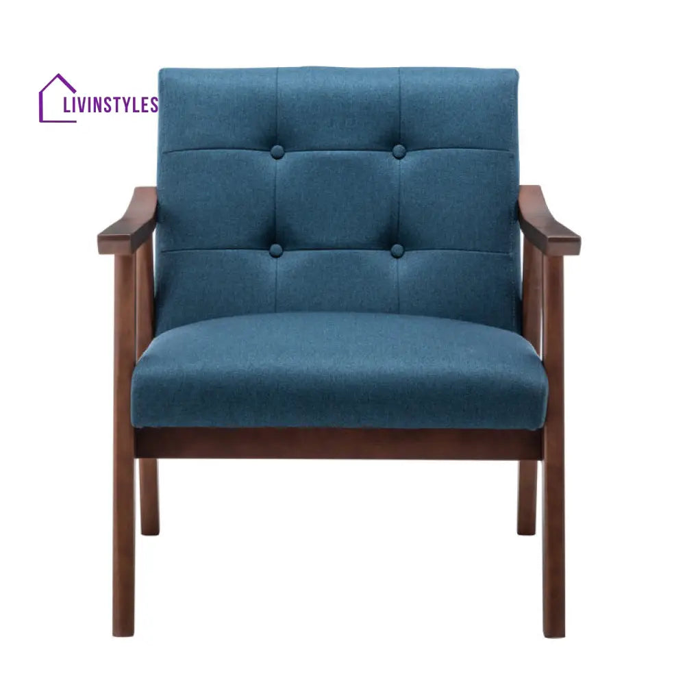 Yashasvi Solid Wood and Fabric Arm Chair | Living Room Chair | Lounge Chair