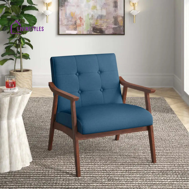 Yashasvi Solid Wood and Fabric Arm Chair | Living Room Chair | Lounge Chair