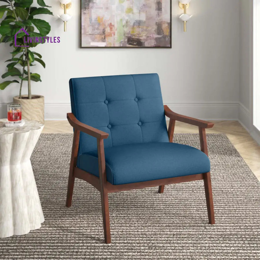 Yashasvi Solid Wood and Fabric Arm Chair | Living Room Chair | Lounge Chair