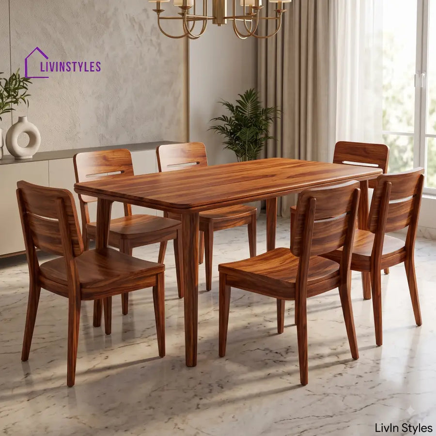 Yashaswini Premium Wooden 6 Seater Dining Table Set