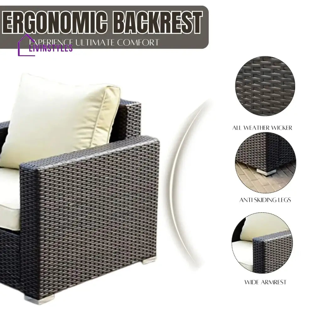 Yashvi 1-Piece Outdoor Wicker Single Seater Sofa - Sofa Set