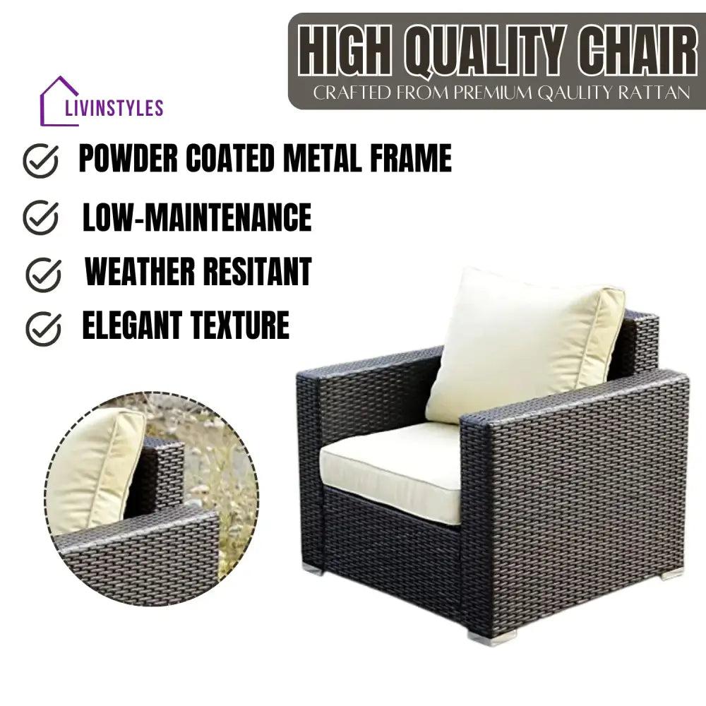 Yashvi 1-Piece Outdoor Wicker Single Seater Sofa - Sofa Set