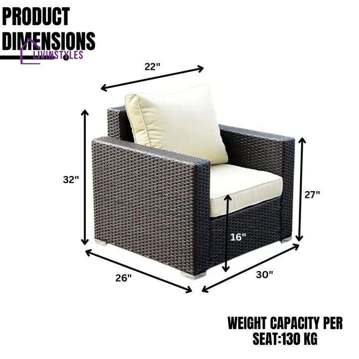 Yashvi 1-Piece Outdoor Wicker Single Seater Sofa - Sofa Set