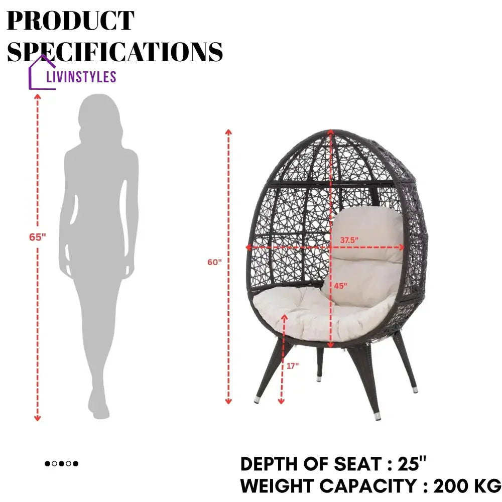 Yasira Outdoor All-Weather Wicker Egg Chair - Egg Chair