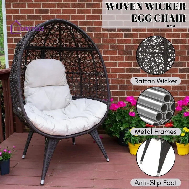 Yasira Outdoor All-Weather Wicker Egg Chair - Egg Chair