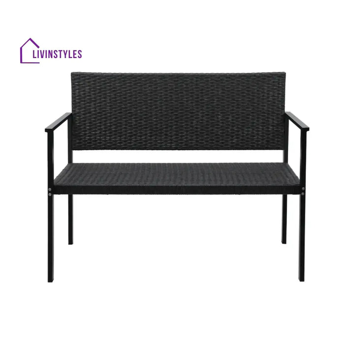 Yasmin 2-Seater Outdoor Garden Rattan Bench With Metal Frames - Garden Bench