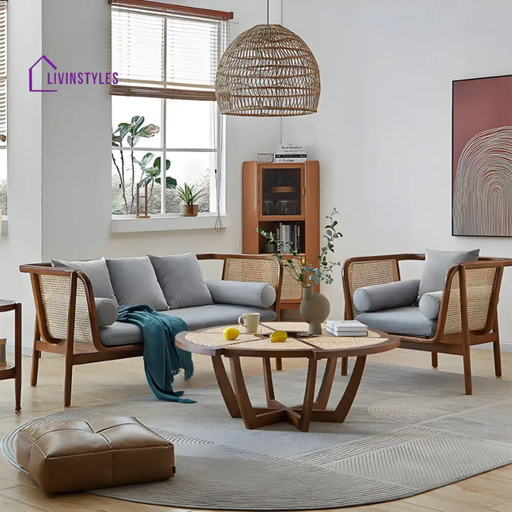 Yatika Solid Wood 3 + 1 + 1 Sofa for Living Room