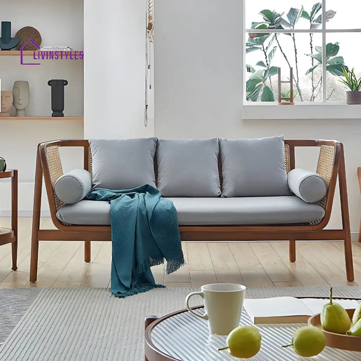 Yatika Solid Wood 3 + 1 + 1 Sofa for Living Room