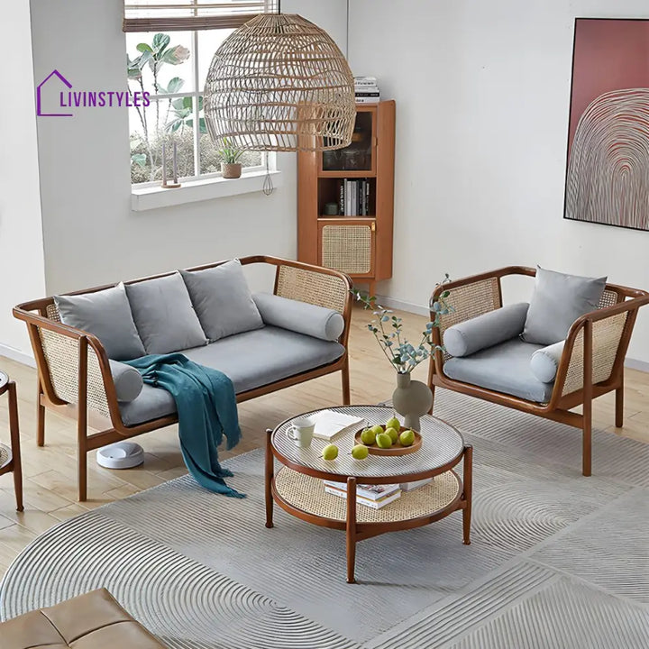 Yatika Solid Wood 3 + 1 + 1 Sofa for Living Room