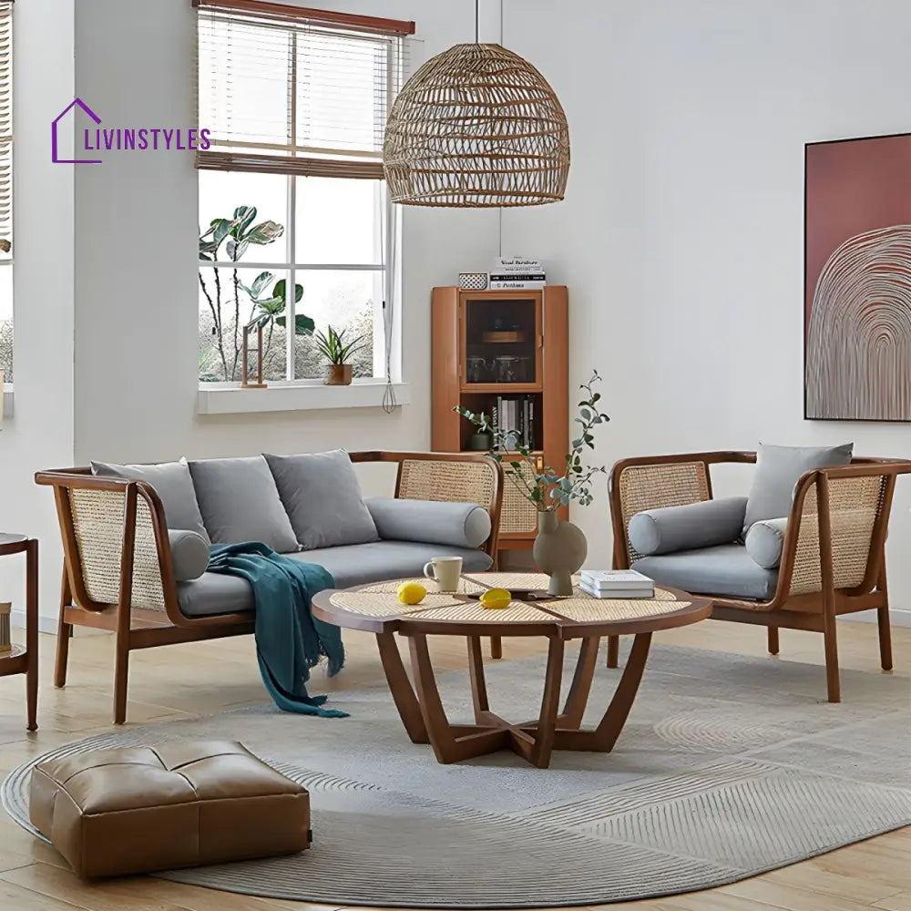 Yatika Solid Wood 3 + 1 + 1 Sofa for Living Room