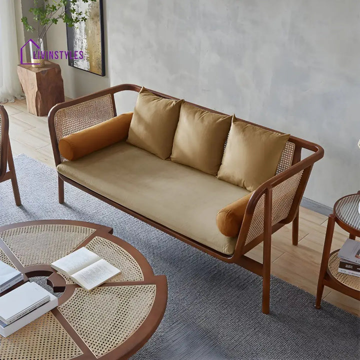 Yatika Solid Wood 3 Seater Sofa for Living Room