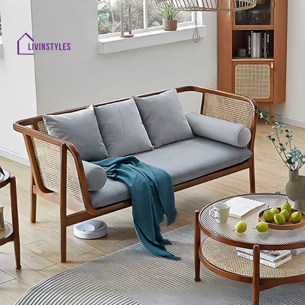 Yatika Solid Wood 3 Seater Sofa for Living Room