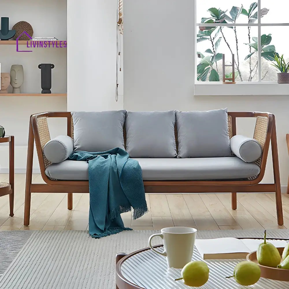 Yatika Solid Wood 3 Seater Sofa for Living Room
