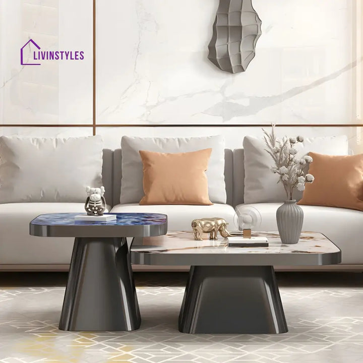 Yatin Stainless Steel Frame and Marble Top Coffee Table for Living Room