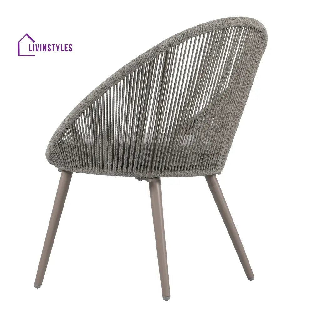 Yawl Outdoor Patio Seating Set 2 Chairs and 1 Table Set (Grey) Braided & Rope - Coffee Table Sets