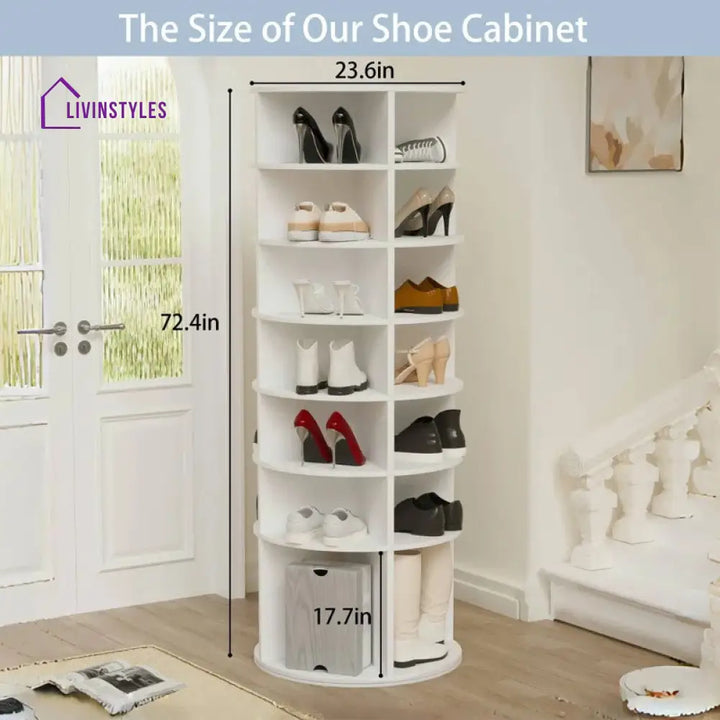 Yelena Engineered Wood Rotating Shoe Rack for Home