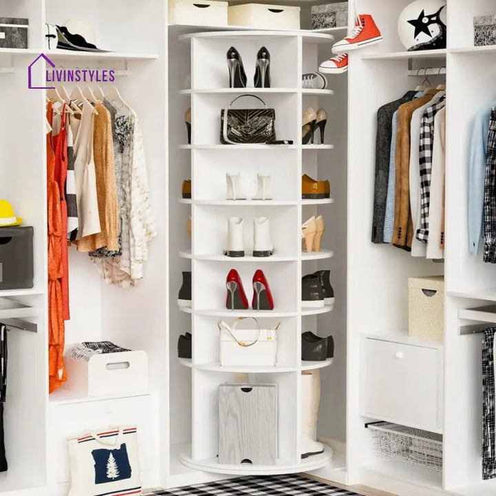 Yelena Engineered Wood Rotating Shoe Rack for Home