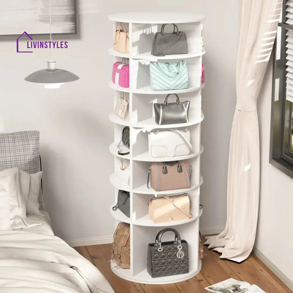 Yelena Engineered Wood Rotating Shoe Rack for Home