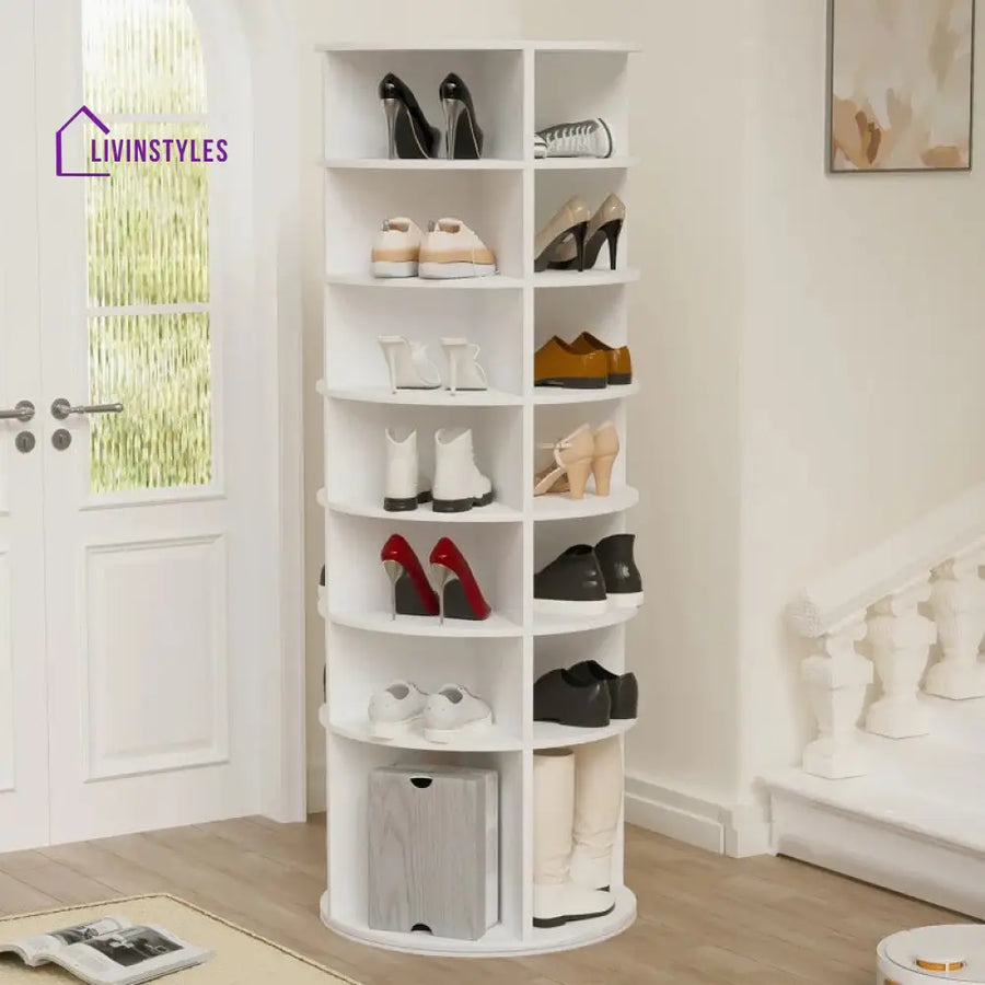 Yelena Engineered Wood Rotating Shoe Rack for Home