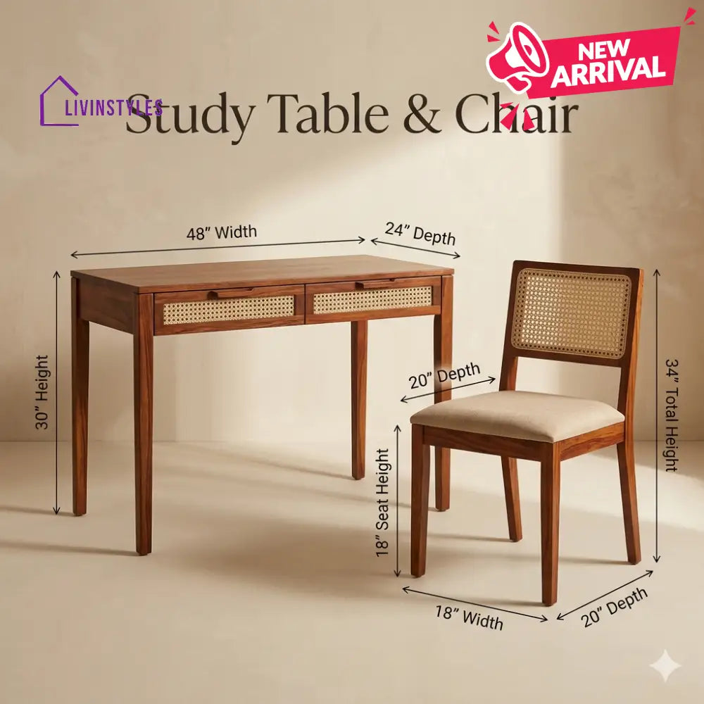Yelena Sheesham Wood Study Table and Chair Set for Students | Kids | Adults