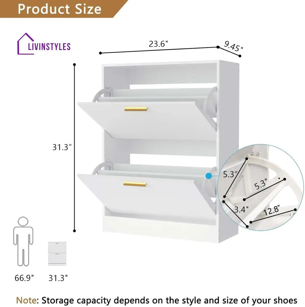 Yelena White Finish Shoe Rack | Slim Shoe Rack for Home