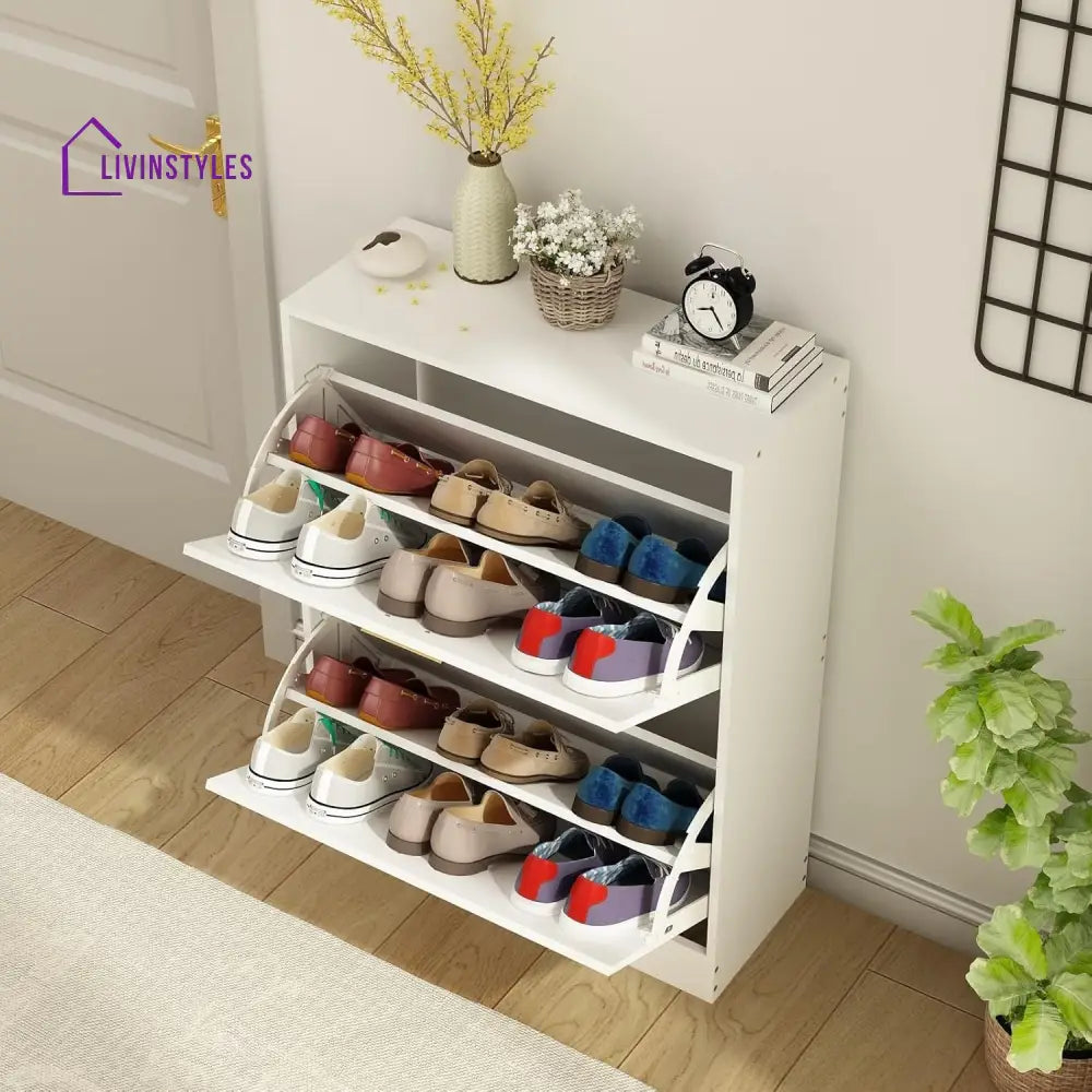 Yelena White Finish Shoe Rack | Slim Shoe Rack for Home