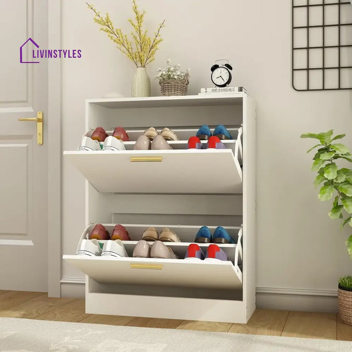 Yelena White Finish Shoe Rack | Slim Shoe Rack for Home