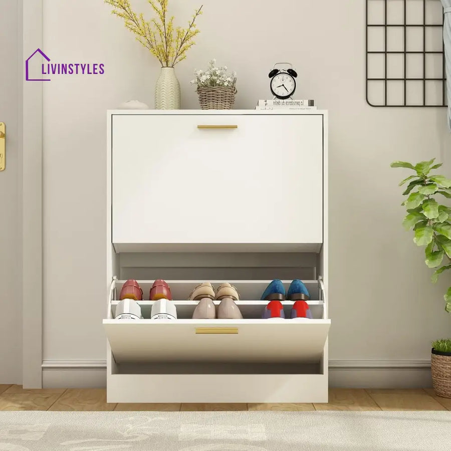 Yelena White Finish Shoe Rack | Slim Shoe Rack for Home