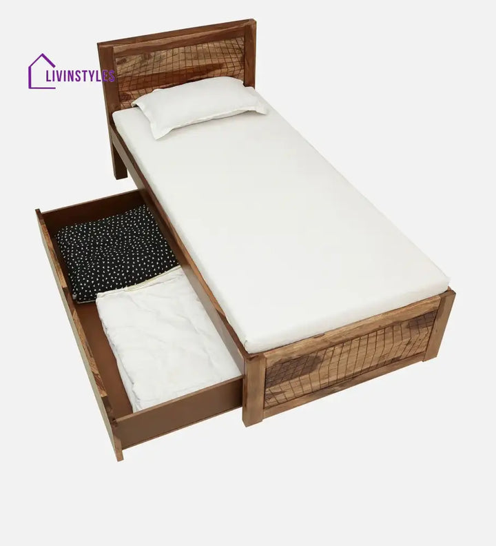 Harmonia Sheesham Wood Single Bed With Storage Bedroom Furniture Sets