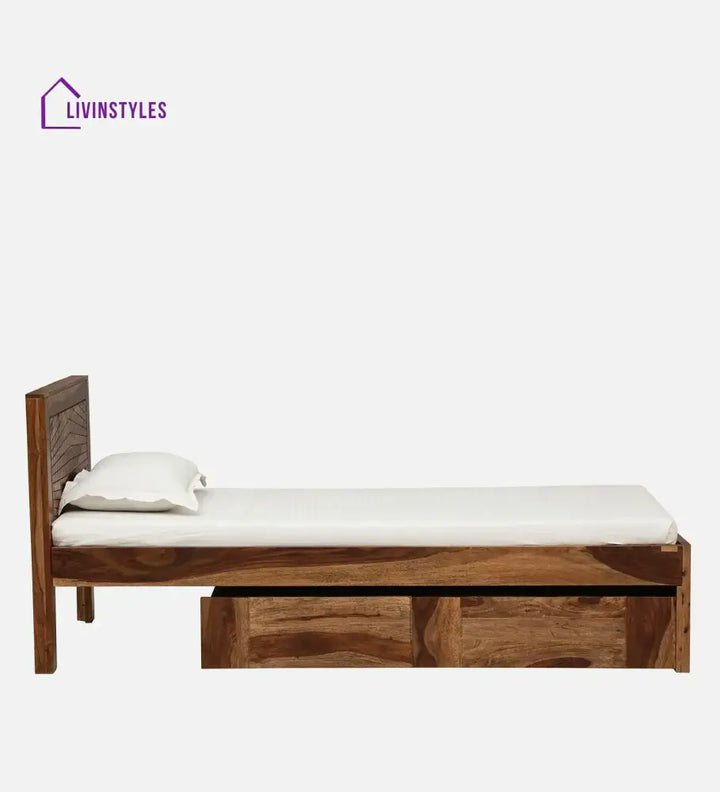 Harmonia Sheesham Wood Single Bed With Storage Bedroom Furniture Sets