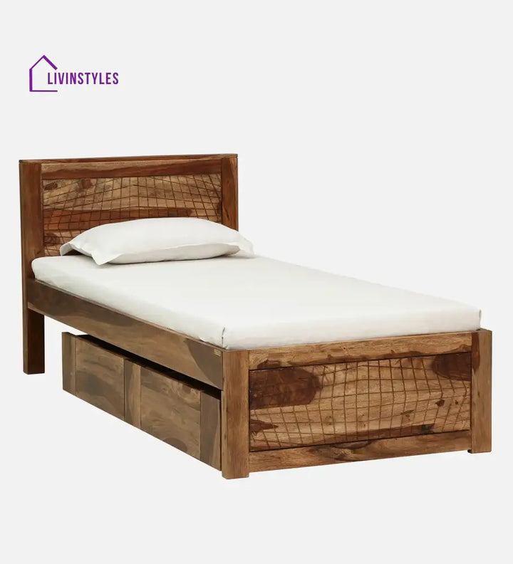 Harmonia Sheesham Wood Single Bed With Storage Bedroom Furniture Sets