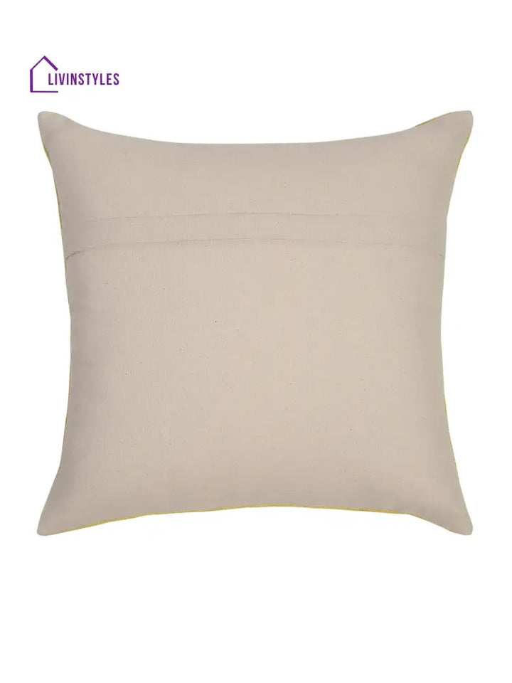 Yellow Color Cotton Hand Work Cushion Cover Set Of 2 (18X18 Inch)
