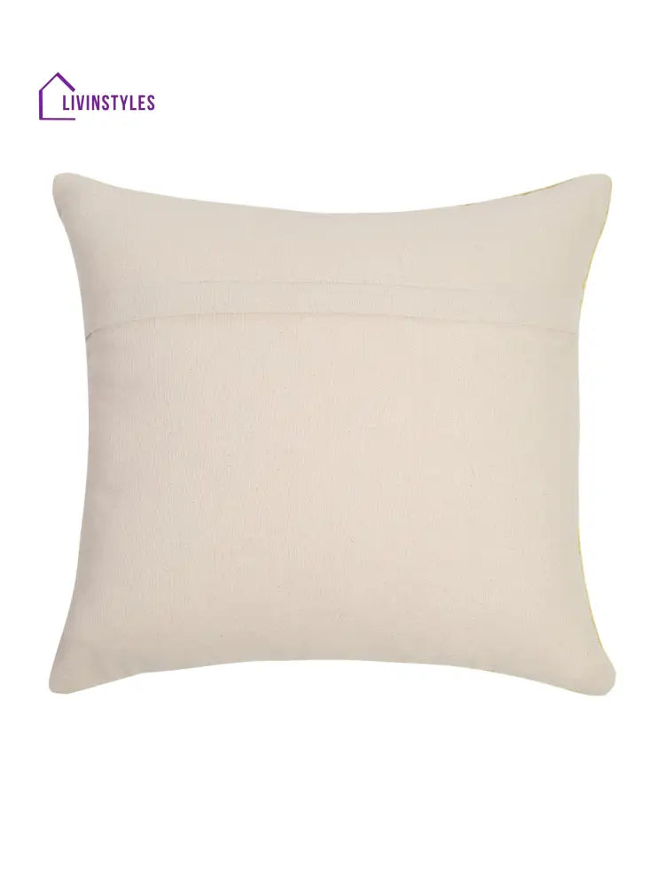 Yellow Color Cotton Hand Work Cushion Cover Set Of 2 (18X18 Inch)