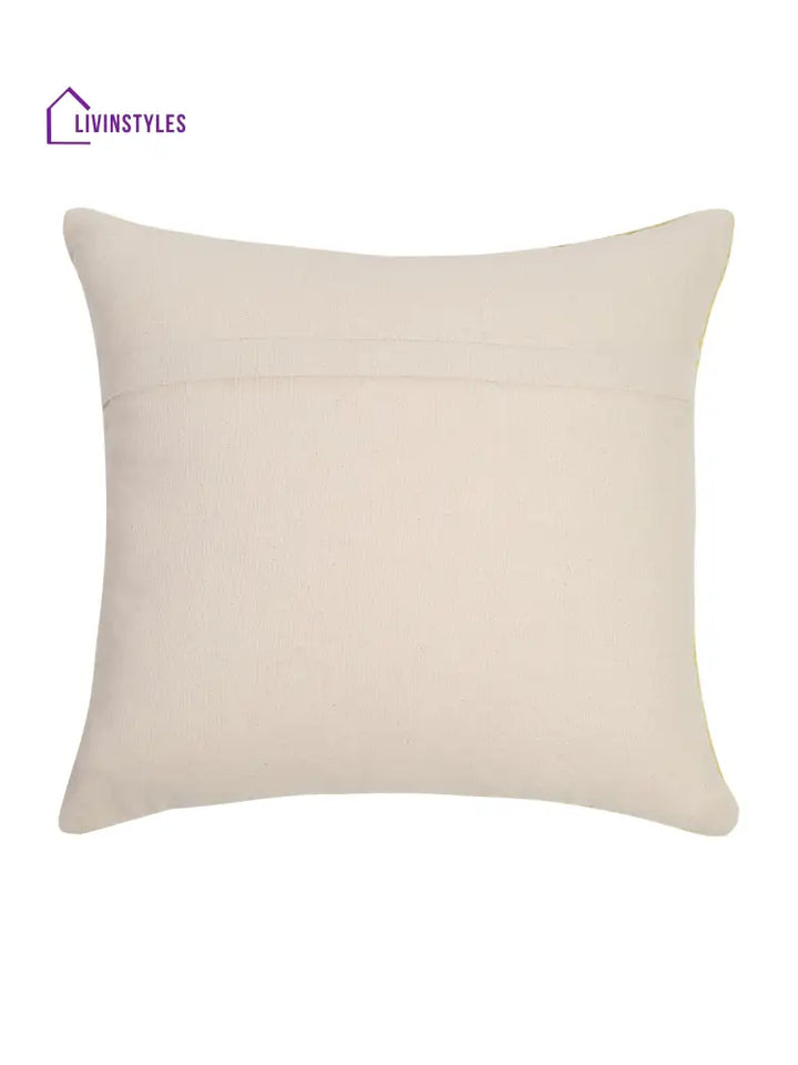 Yellow Color Cotton Hand Work Cushion Cover Set Of 2 (18X18 Inch)