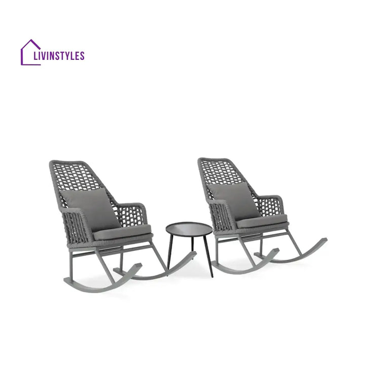 Yepes Outdoor Patio Seating Set 2 Chairs and 1 Table Set (Grey) Braided & Rope - Coffee Table Sets