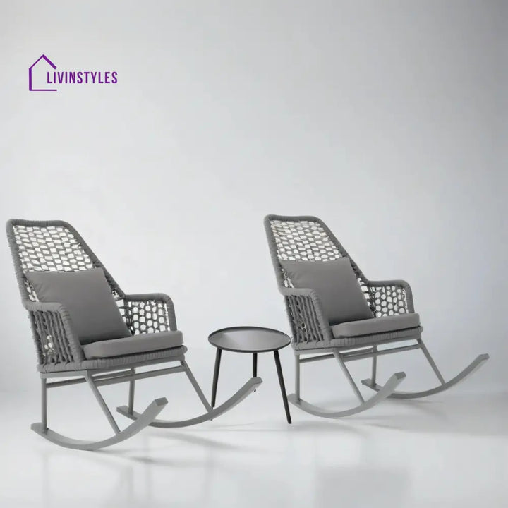 Yepes Outdoor Patio Seating Set 2 Chairs and 1 Table Set (Grey) Braided & Rope - Coffee Table Sets