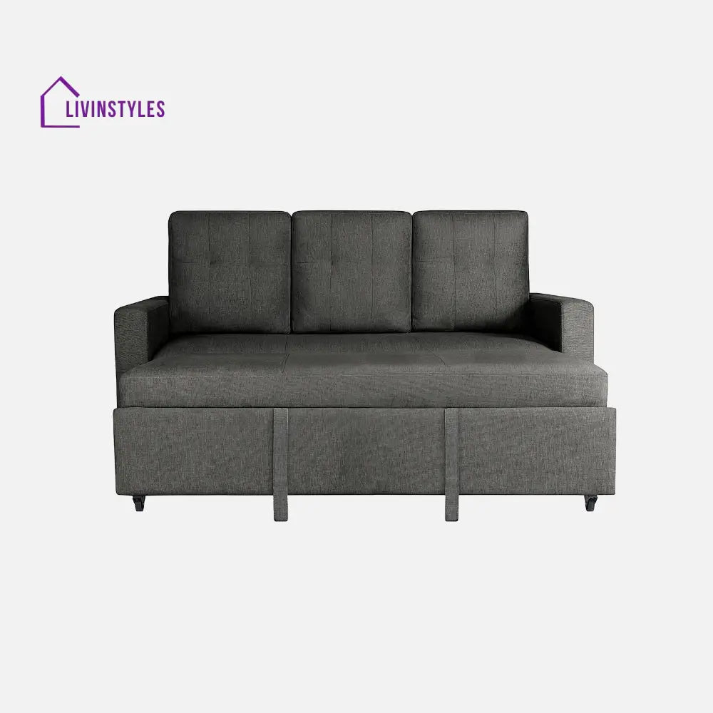 Yeremey Graphite Grey Fabric Sofa cum Bed