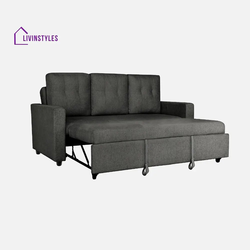 Yeremey Graphite Grey Fabric Sofa cum Bed