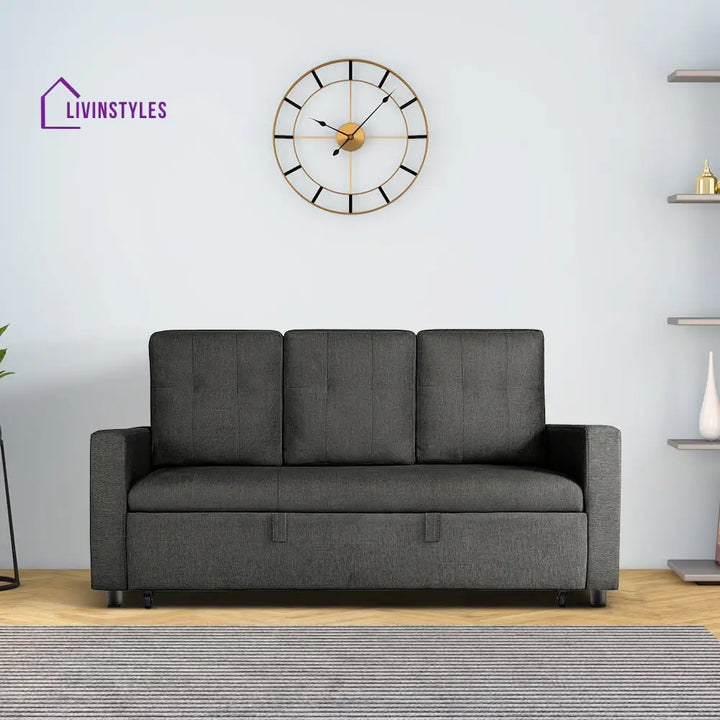Yeremey Graphite Grey Fabric Sofa cum Bed