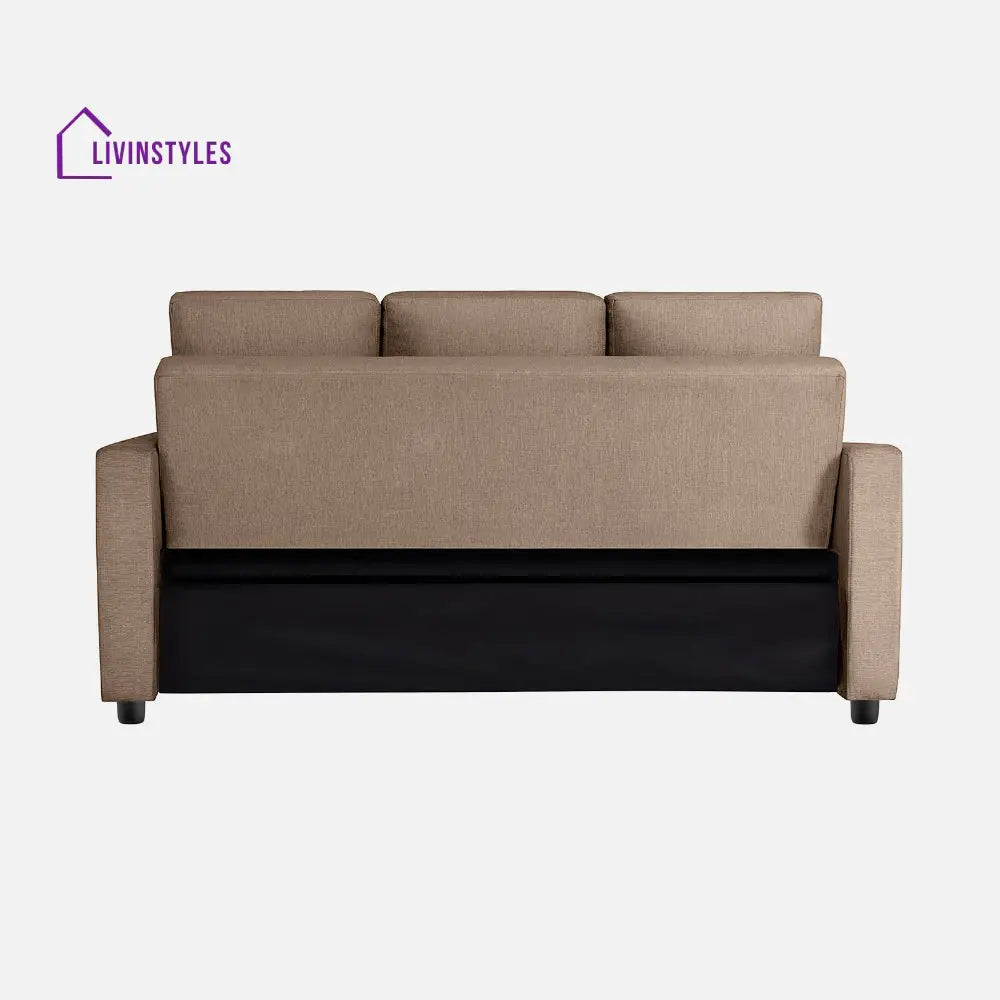 Yeremey Plaster Brown Fabric Sofa cum Bed