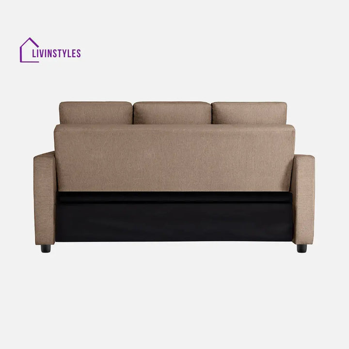 Yeremey Plaster Brown Fabric Sofa cum Bed