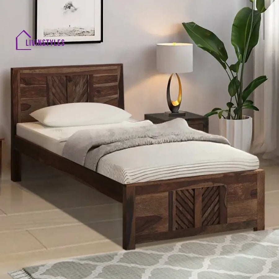 Elista Solid Wood Single Beds Teak Bedroom Furniture Sets