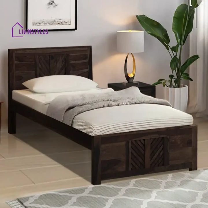 Elista Solid Wood Single Beds Walnut Bedroom Furniture Sets