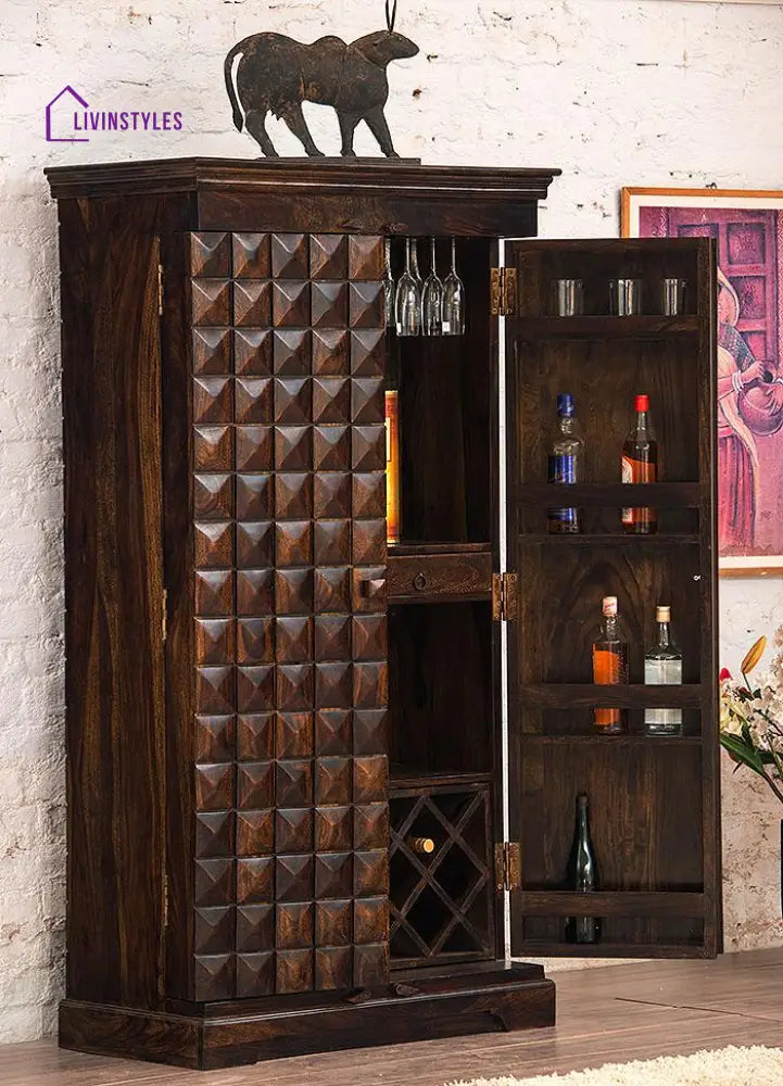 Yesenia Solid Wood Bar Cabinet Bar